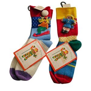 Handcrafted Harlequin Designs Knit Socks For Ages 3-6 80% Acrylic & 20% Nylon Co